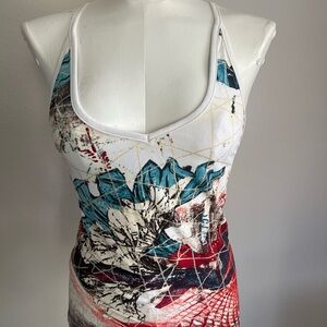 Abstract Print Halter Top